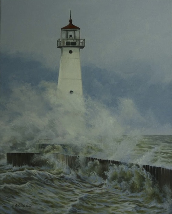 Sodus Bay Lighthouse in Stormy Weather